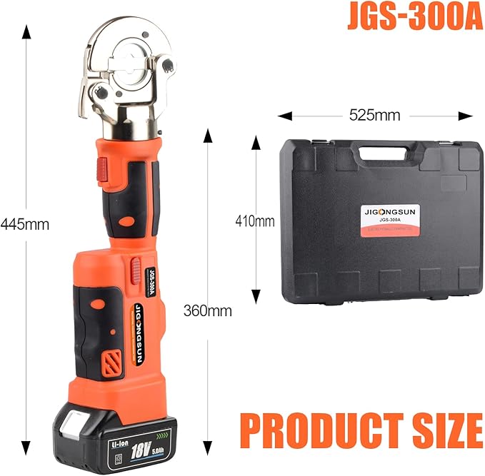 Electric Hydraulic Crimping Tool, 12 Ton 8AWG-600MCM Rechargeable Hydraulic Crimper for Cu/Al Terminal, Wire Cable Lug Crimping Tool Kit (12 dies)