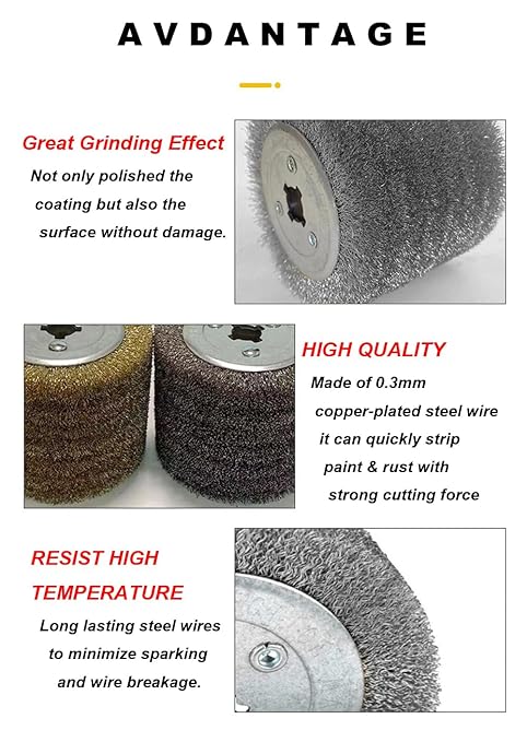 KISEKI 4.7" x 4" Stainless Steel Wire Brush (0.2 mm Wire) Drum, Surface Conditioning Tool, Compatible with Angle Grinder, Die Grinder