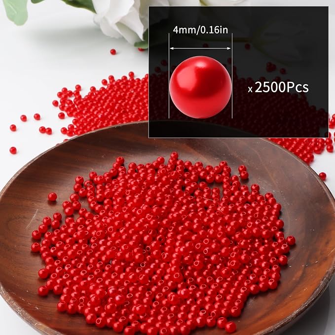 2500pcs Red 4mm Pearl Beads - Image 2