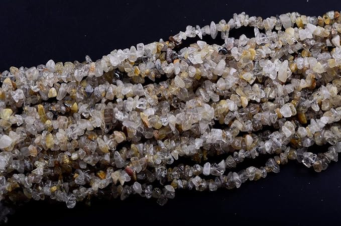 Natural Chip Stone Beads 5-8mm Rutilated Quartz About 400 Pieces Irregular - Image 2