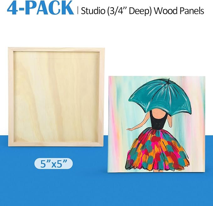 Falling in Art 4 Pack 5x5’’ Unfinished Birch Wood Panels Kit - Image 5