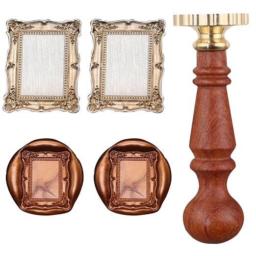 Frame Wax Seal Stamp, 3D Embossed Relief Carving Head and Wood Handle by HOSEALING