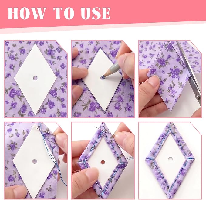 500 PCS 1.5" Diamond 60 Degrees Piecing Paper Templates, Quilting Templates - Image 4