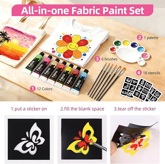 Colorful Fabric Paint Set for Clothes 12 Colors - Image 6