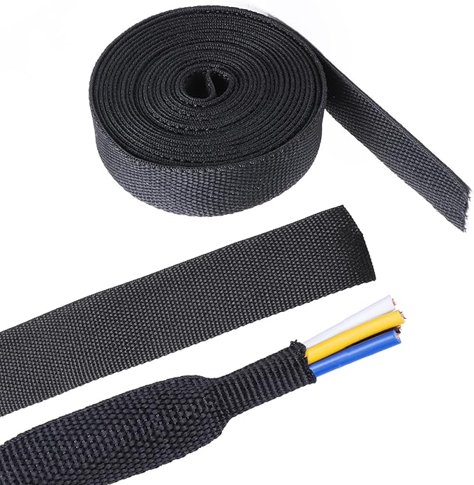 2 in 1 Heat Shrink Braided Sleeving Fabric Tubing-Perfectly fit Irregular Shape Hose/Cable/Wire (1/2"(12mm), 22FT)