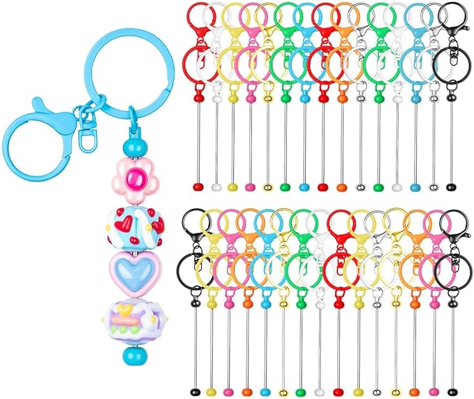 RQAYE 30pcs Beadable Keychains Keychain Bulk kit Cute Blank Bead Keychain Strip by Unknown