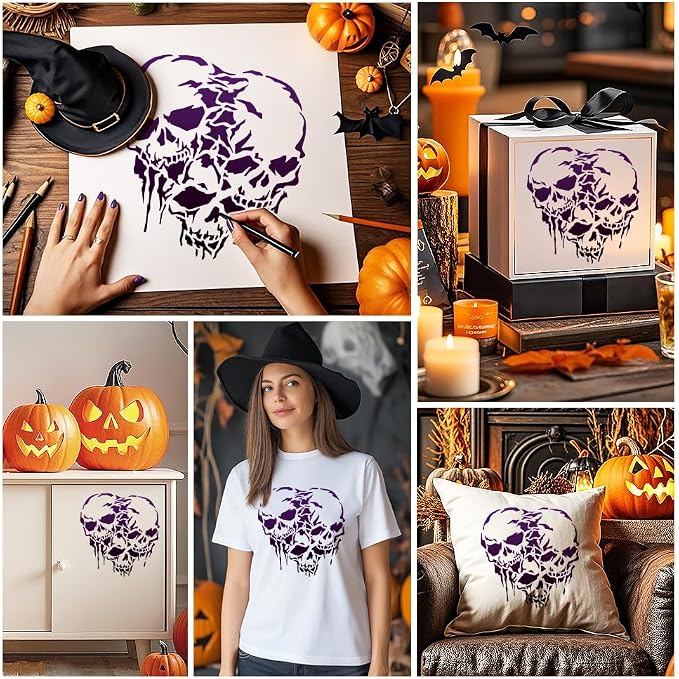 Triple Struggling Skulls Journal Stencil - Image 5