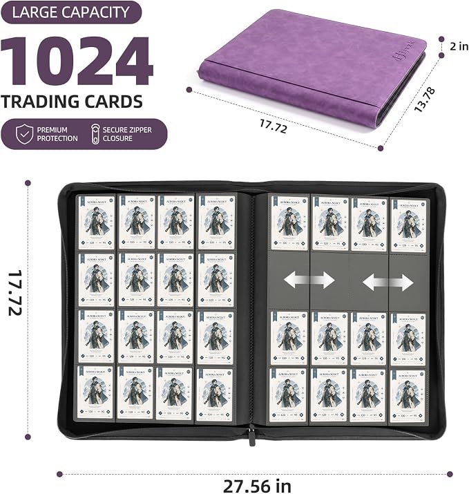 Card Binder 16 Pocket, Premium 1024 Double Sided Pocket Collection Binder - Image 3