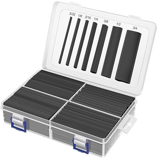 XHF 205 PCS Length 3.5" Black 3:1 Heat Shrink Tubing Assortment Kit Large Size Marine Grade Adhesive Lined Waterproof Automotive Electrical Tube, Insulation Sealing