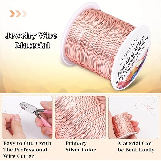22 Gauge Jewelry Wire, Anezus Rose Gold Craft Wire Tarnish Resistant Copper - Image 3