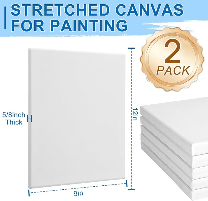 ESRICH Stretched Canvas for Painting, 2 Pack 9x12 Inch Canvas Value Pack - Image 2