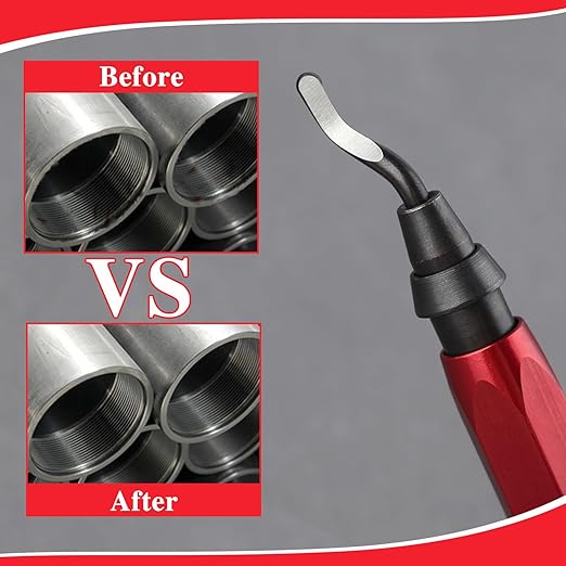 Deburring Tool with 11 Carbon Steel Blades, Rotary Burr Removal Blades with Metal Handle, 360 Degree Rotary Head Deburring Tool for Metal, Copper Pipe, 3D Printing, Resin, PVC