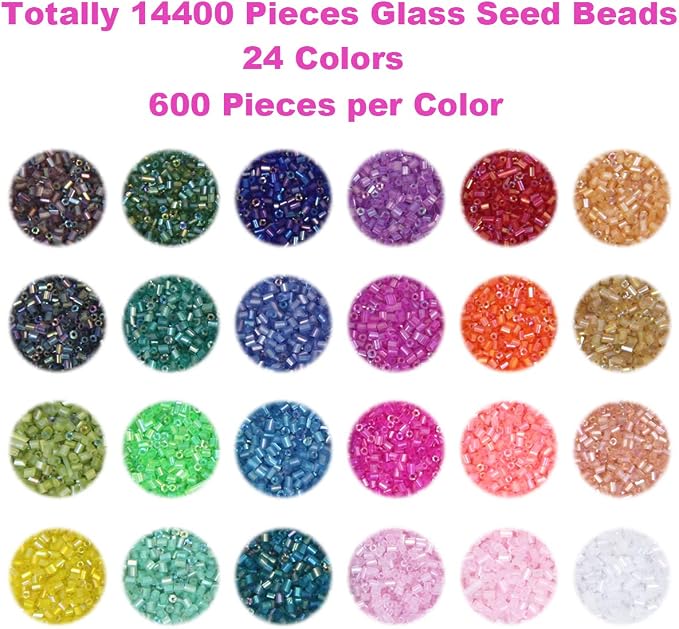 EuTengHao 14400pcs Tube Beads Bugle Glass Seed Beads, Small Craft Spacer Beads - Image 2