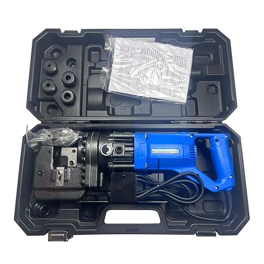 1300W Electric Hydraulic Hole Puncher with 5 Dies (Φ1/4", 3/8", 1/2", 11/16", 4/5") - Angle Steel Punching Machine for Steel, Iron, Aluminum, Copper Plates Mustrod