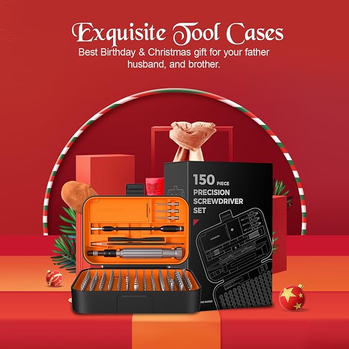 Precision Screwdriver Set, SOONAN 150 in 1 Electronics Tool Kit with 120 Bits Magnetic Screwdriver Set & 30-bit Tool Set Handy Repair Tool for Computer Phone Watch Camera Laptop, Orange