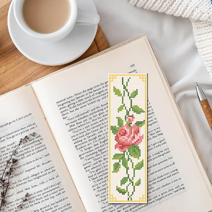 FREEBLOSS 6 Set Cross Stitch Bookmark Kit Cross Stitch Kit Vine Flowers Stamped - Image 7