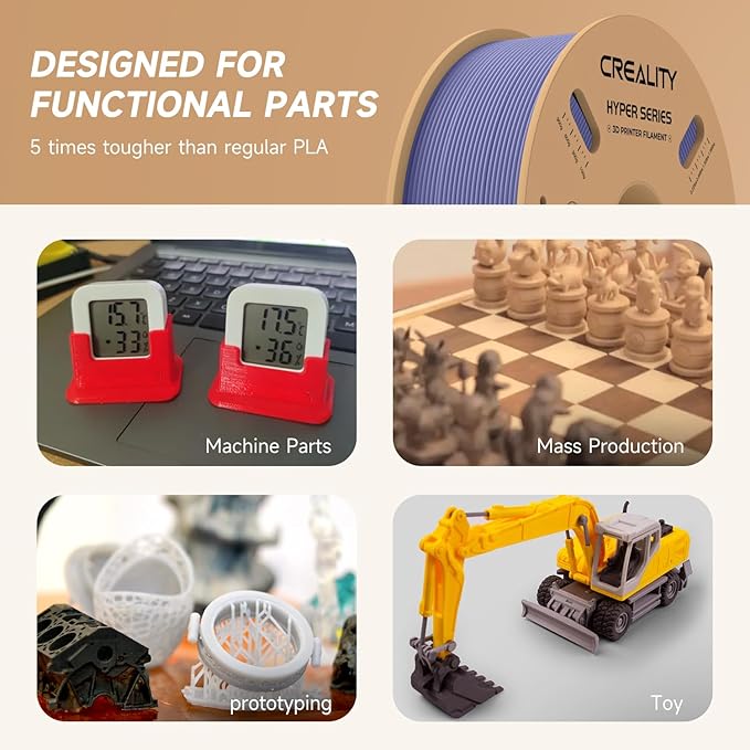 Official Creality Hyper PLA Filament 1.75mm, High Speed PLA 30-600mm/s 3D Printer Filament, Dimensional Accuracy +/-0.02mm, Fit Most FDM 3D Printers, 1KG(2.2lbs) Spool Very Peri