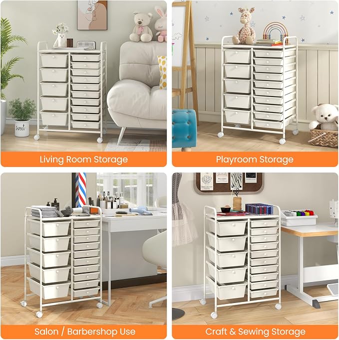 BECOMFORT 15-Drawer Rolling Cart - Image 8