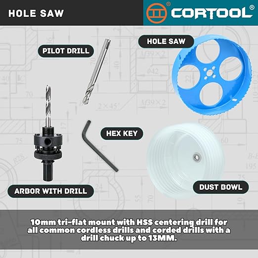 6.25 Hole Saw for Recessed Lights, 6-1/4 Hole Saw Dust Bowl for Recessed Lighting 6 Inch, with Bi-Metal Wood Metal Drywall Hole Cutter