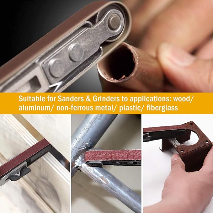 42 Pcs 3/8 x 13 Inch Sanding Belts,3/8x13 Sanding Belts Sandpaper for Air Belt Sander,6 Each of 40/60/80/120/180/240/400 Grits Abrasive File Belts for Wood Sanding and Metal Polishing