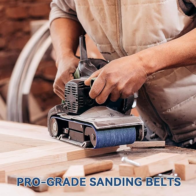 4x24 Inch Sanding Belts 18 Pcs 6 Grits Sizes (3 Each of 60/80/120/150/240/400 Grits) Heavy Duty Belt Sander Zirconia Belt Sander Paper for Wood, Metal, Stainless Steel, Cars, and Furniture