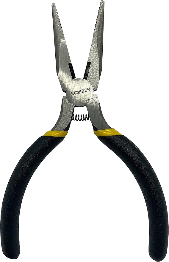 BOOSDEN 4-Piece Pliers Set Including 25mm Rubber Hammer, 5" Wire Cutters, 5" Needle Nose Pliers, 5" Diagonal Cutters For Basic Repair, DIY Projects and Home Maintenance