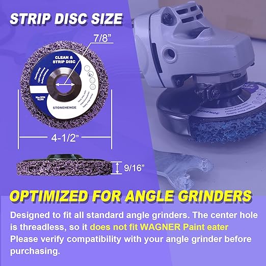 5 PCS - Paint Stripping Wheel Disc Abrasive, Remove Paint Coating Rust Welds Oxidation - Efficient Strip Disc for Metal Surface Preparation & Angle Grinding - (4-1/2" x 7/8")