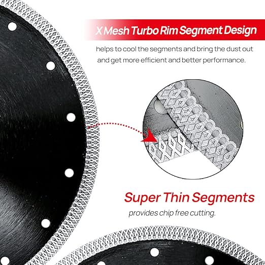 DT-DIATOOL Diamond Tile Blade 4-1/2 Inch Diamond Turbo X Mesh Rim Segement Circular Saw Blade for Procelain Ceramic Stoneware Marble Granite Fits 5/8"-7/8" Arbor