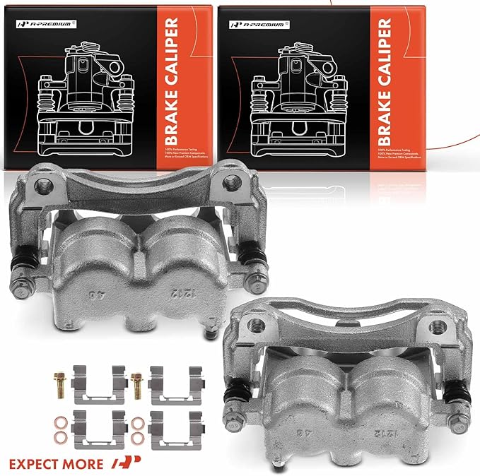 A-Premium Disc Brake Caliper Assembly with Bracket Compatible with Select Chevy, Pontiac and Saturn Models - Equinox 2005-2006, Torrent 2006, Vue 2004-2007 - Front Driver and Passenger Side, 2-PC Set