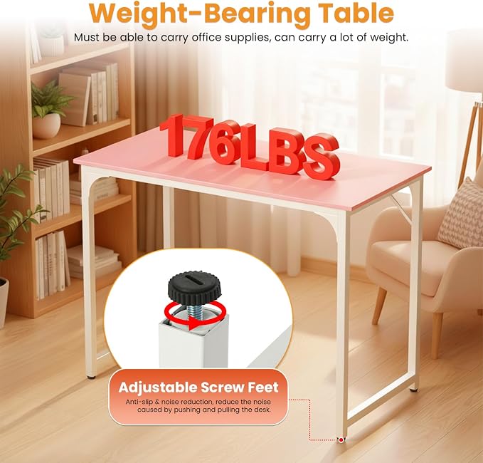 PayLessHere | 39 Inch Computer Desk | Pink | Office Desk - Image 7