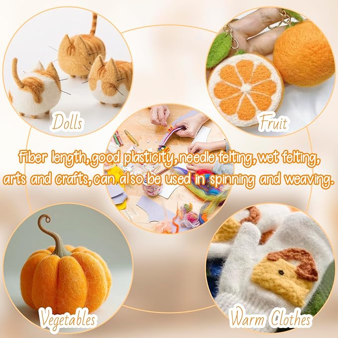 JeogYong Needle Felting Wool, 17.64oz Wool Roving Chunky Wool Yarn, Wet Felting - Image 6