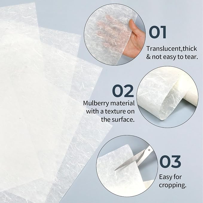 50/100 Sheets FIVEIZERO A4 Mulberry Paper Sheets Natural Fiber Rice Papers - Image 2