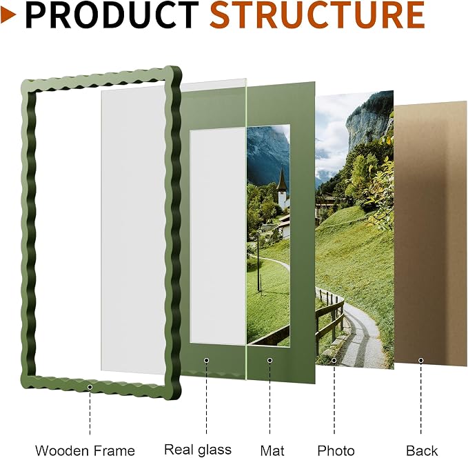 11x14 Wavy Picture Frame With Mat - Image 4