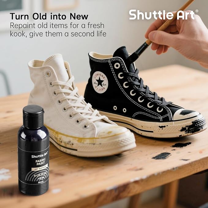 Shuttle Art Black Fabric Paint, 4 oz Fabric Paint - Image 7