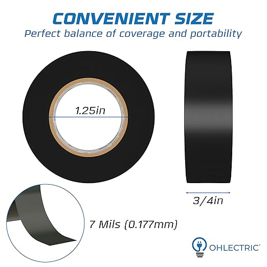 OHLECTRIC Professional Grade Vinyl Electrical Tape (20 Pack) Multicolored - 7 Mil Thick Flame-Retardant, Heat & Weather Resistant 3/4 Inch x 60 Feet | Ideal for Contractors & Electricians