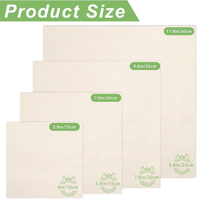 16 PCS Punch Needle Fabric Tufting Cloth 4 Different Sizes 5.9 to 11.8inch | - Image 2