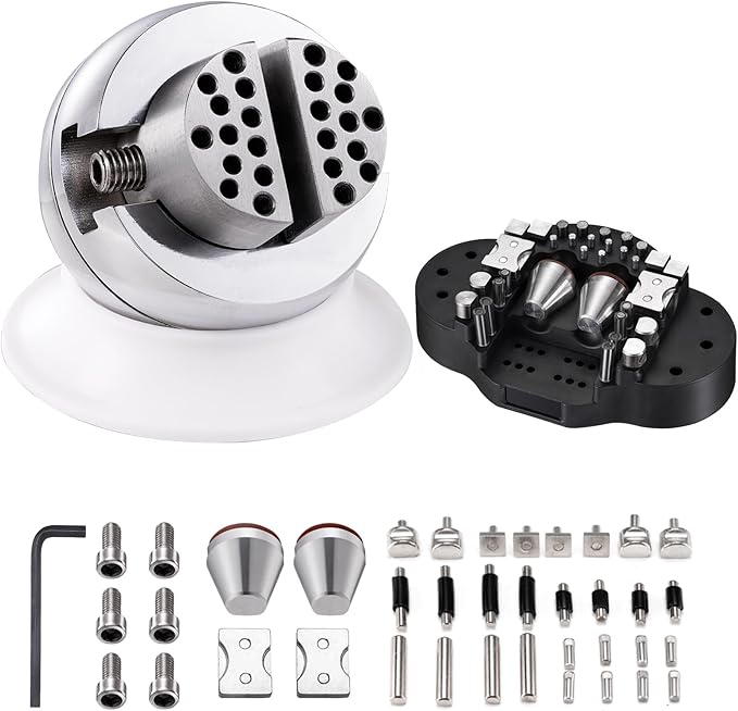 DZQ Ball Vise 3" Engraving Setting Tool 360°Rotation Professional Ball Vise 17PCS Attachment Jewelry Engraving Block Tools Standard Block (3inch)