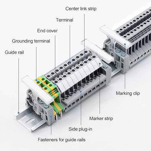Terminal Block Kit, Rail Type Voltage Terminal, Rail Combined Terminal Block(Gray)