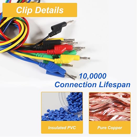 5pcs Banana to Banana Plug Test Lead Set, 4mm Stackable Banana Plug Test Lead for Multimeter, Flexible Electrical Test Wire 3.3ft/1m 1000V 15A