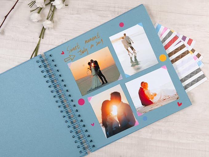 potricher 10 x 10 Inch DIY Scrapbook Photo Album 80 Pages Thick Kraft Blank - Image 3
