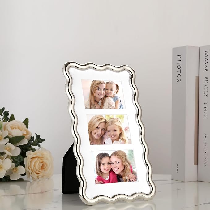 3-2x3'' Silver Heavy-Duty Zinc Alloy Picture Frames, Wave Design Silver Picture - Image 3