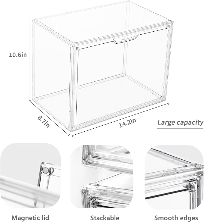Clear Acrylic Display Case, Stackable Plastic Storage Bins - Image 2