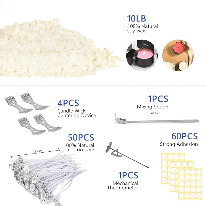 SAEUYVB Candle Making Kit Supplies, Soy Wax DIY Candle Making - Image 2