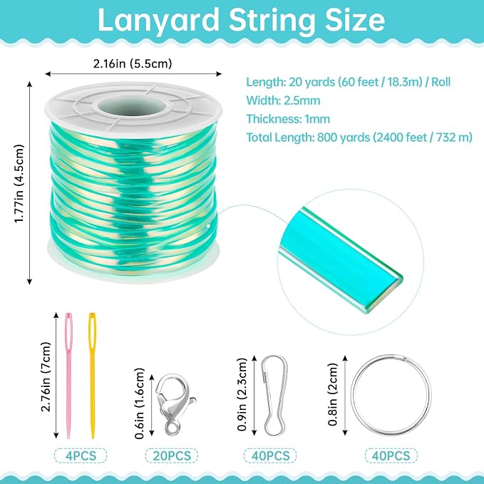 Lanyard String 40 Rolls Gimp String, Plastic Strings Lacing Cord, Boondoggle - Image 4