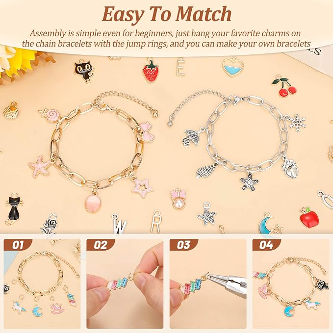 Mckanti 674 Pieces Charm Bracelet Making Kit, Including Paperclip Chain - Image 5