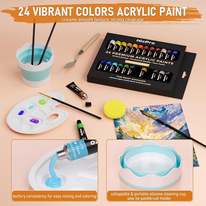 Nicpro 68PCS Acrylic Paint Canvas Set - Image 4