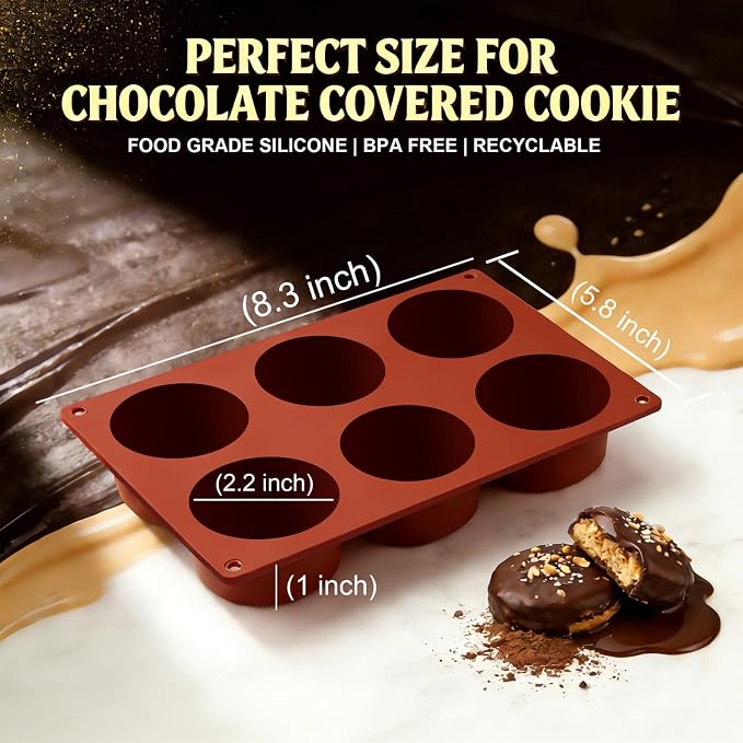 Lerykin 6-Cavity Silicone Baking Mold Non-Stick, 3 Pack Round Cylinder - Image 3