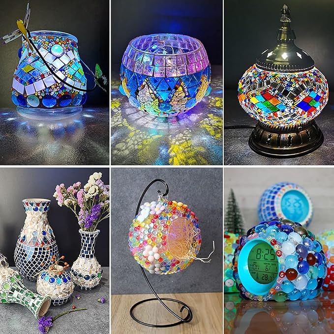 100PCS Mini Glass Gems, Mixed Colour Mancala Stones Flat Bottom Marble Beads - Image 7