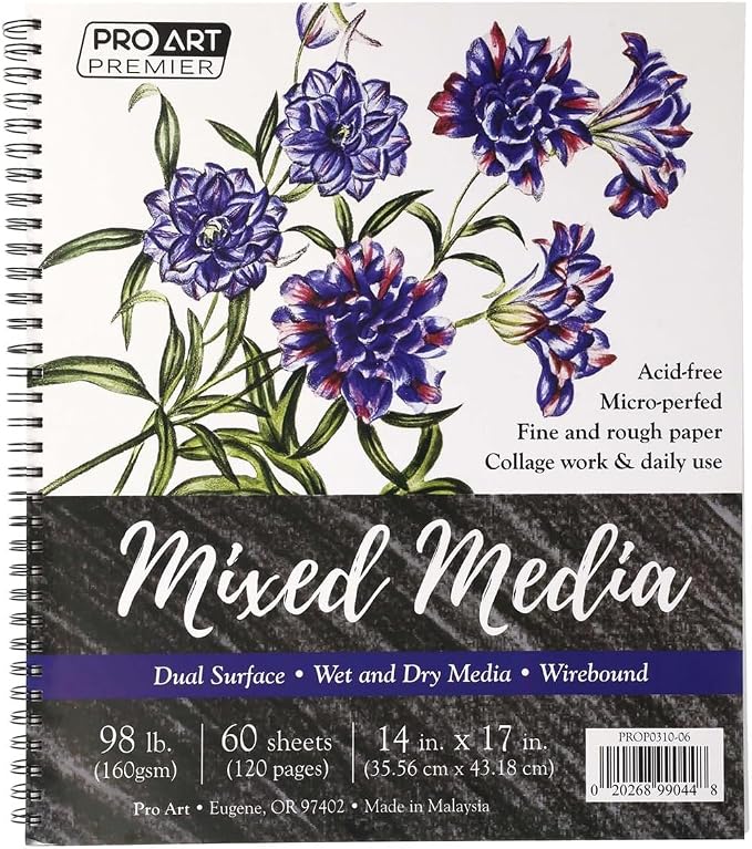 Pro Art Premium Mixed Media Pad 14"x17" 60 Sheets, Sketch Book, Sketchbook by ProArt