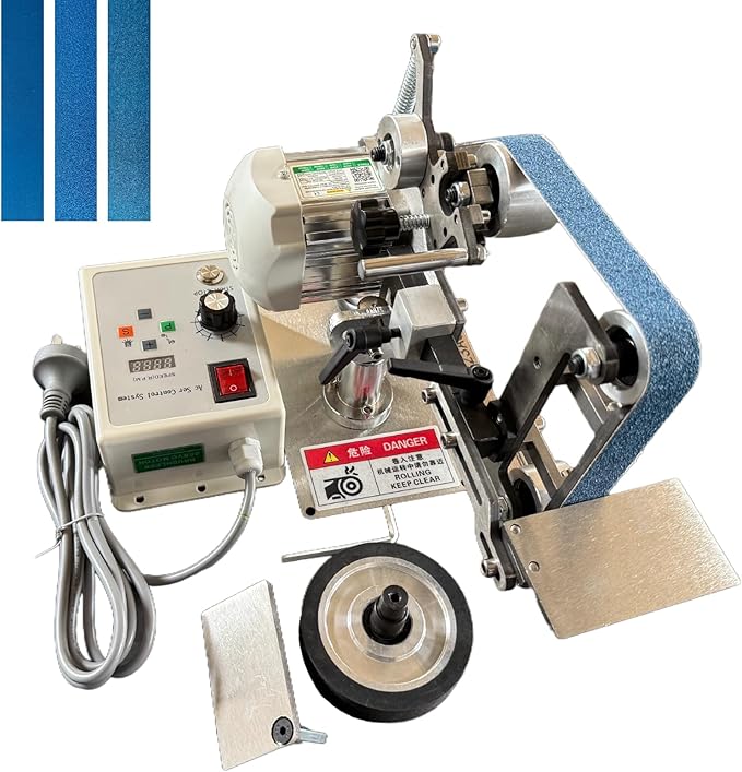 Belt Sander, 30 x 1-Inch VariableVariable Speed Belt Polisher with VFD, 110V 550W Electric Grinding Machine with 2 Grinding Moulds & 3 PCS Sanding Belts for Metalworking, Knife Making